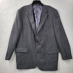 JOSEPH & FEISS GOLD mens 48L brown tweed 100% wool double button jacket blazer